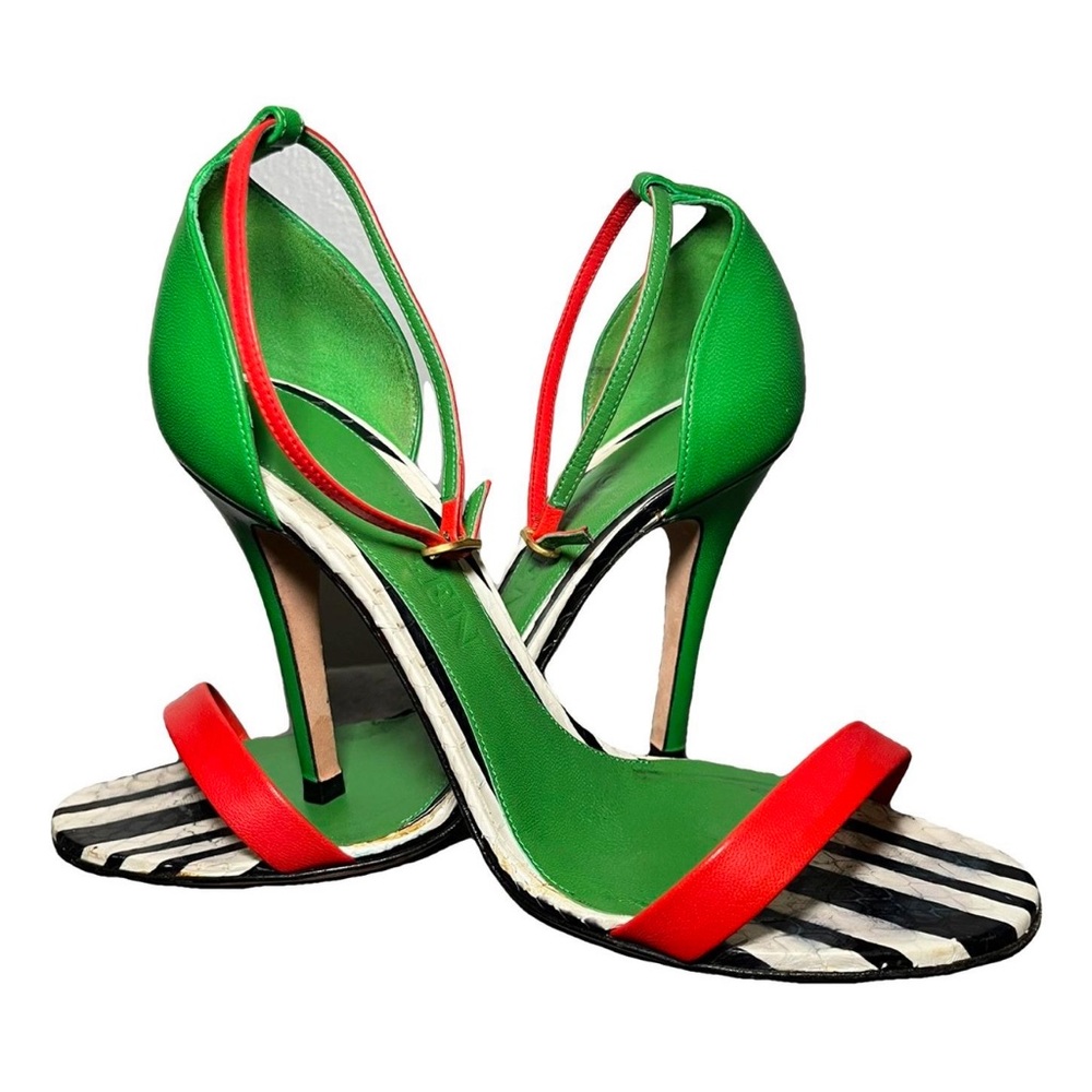 Alexander McQueen Green and Red Ankle Stap Sandals